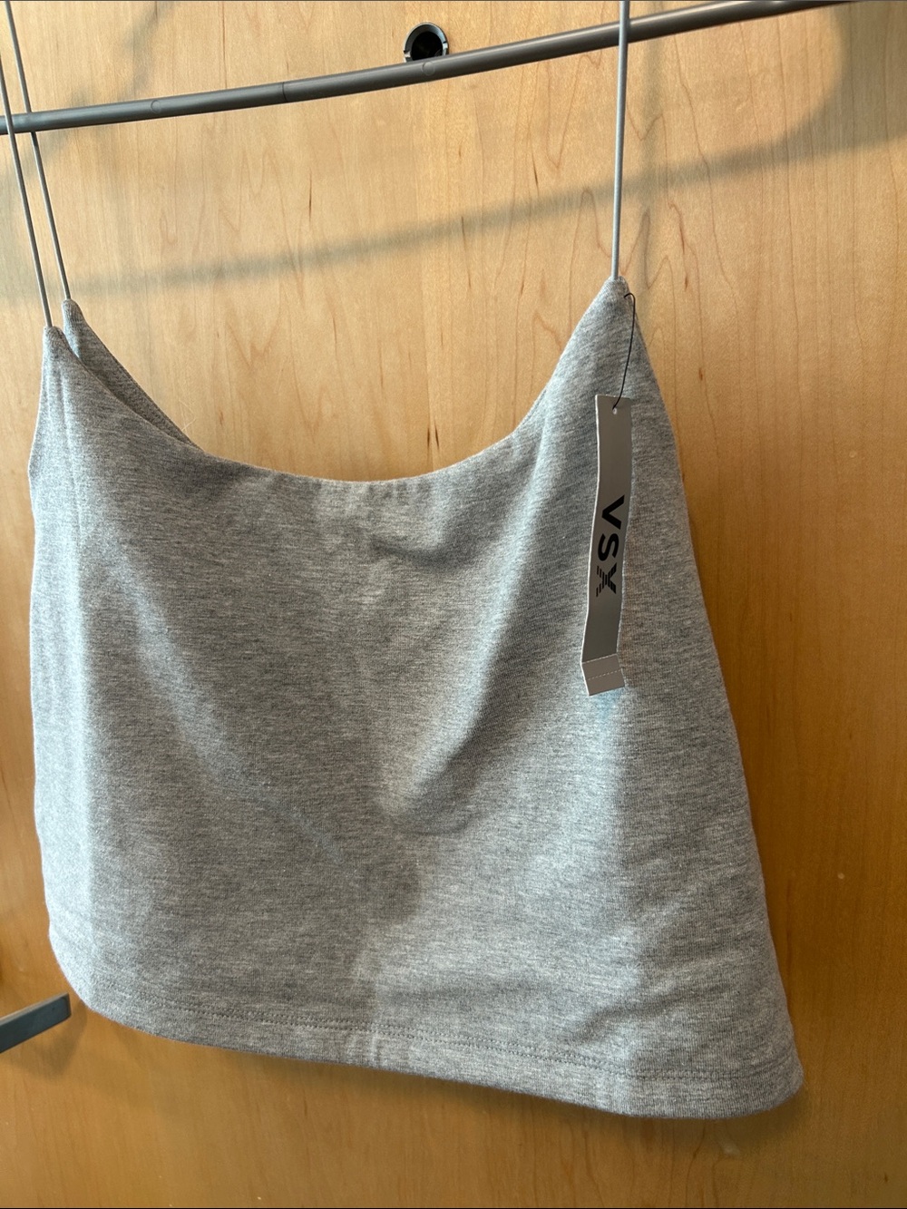 VSX Light Grey Slim-Strap Cropped Tank